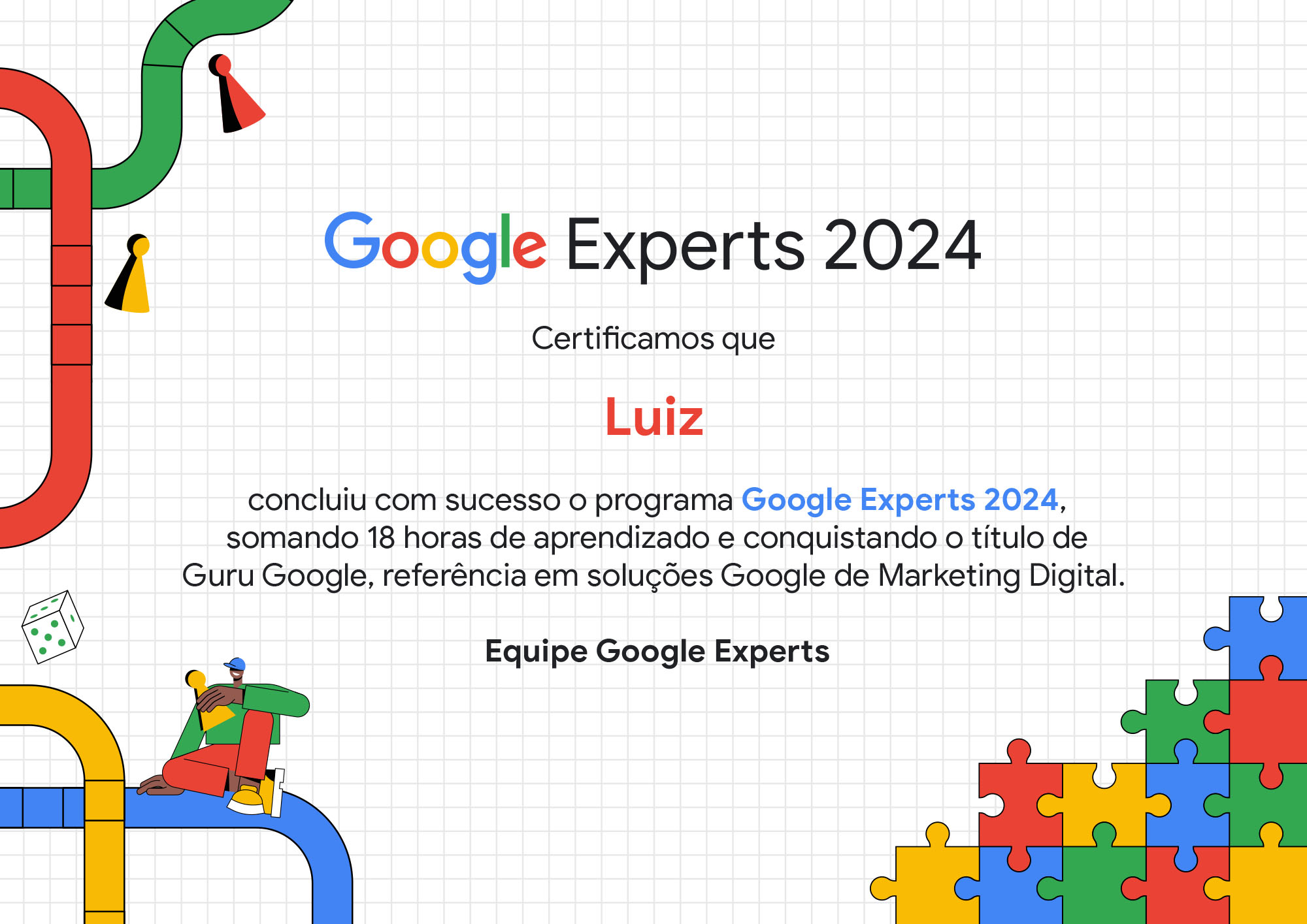Certificado Google Experts 2024 - Luiz Salgado